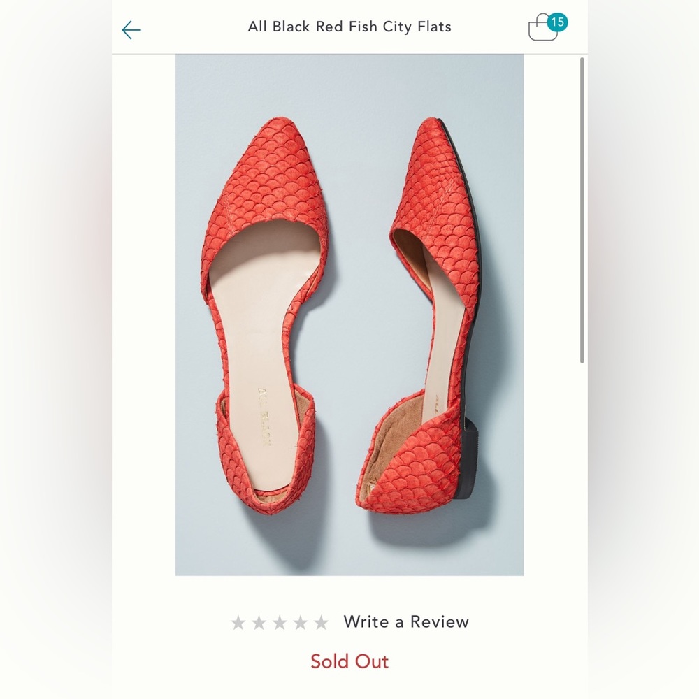 Anthropologie All Black Red Fish City Flats